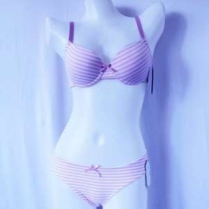 Fashion design striped padded 3/4 cup woman bra set underwear